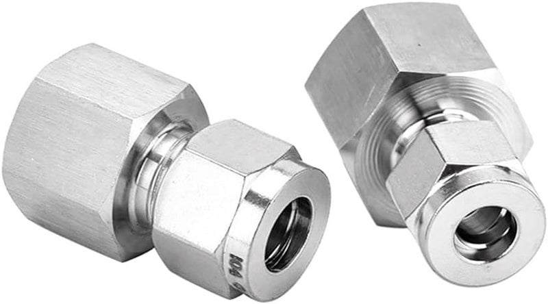 Pysrych Stainless Steel 304 Compression Tube Fitting, Straight Adapter, 1/2" Tube OD x 3/8" NPT Female Coupler, Pack of 2 - Image 3